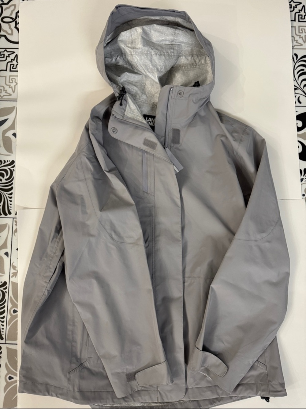 Lands' End Light Gray Hooded Jacket